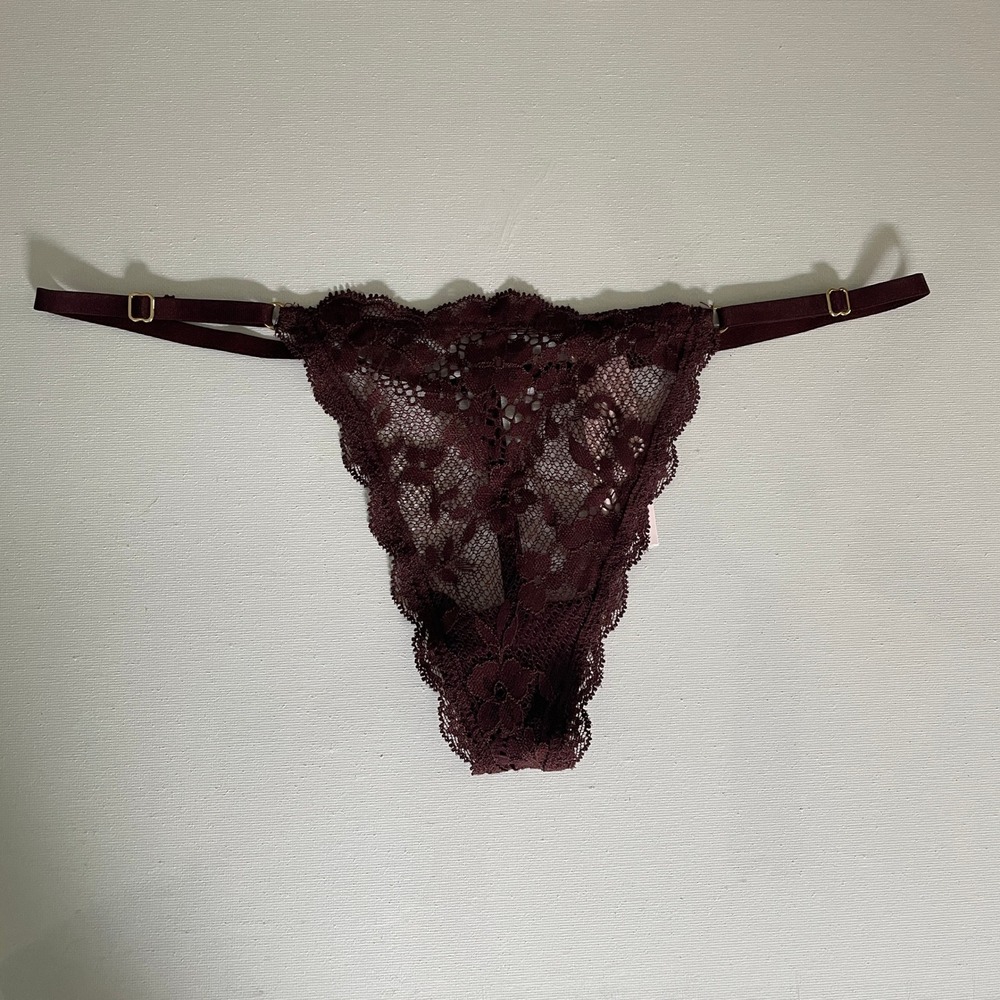 Victoria's Secret Dream Angels Lace V String‎ Thong Panty Small Chocolate Brown